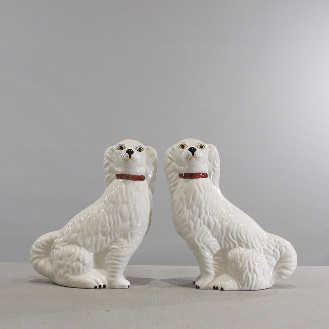 Two [2] Italian Porcelain Staffordshire Dog Statues (1 of 9)