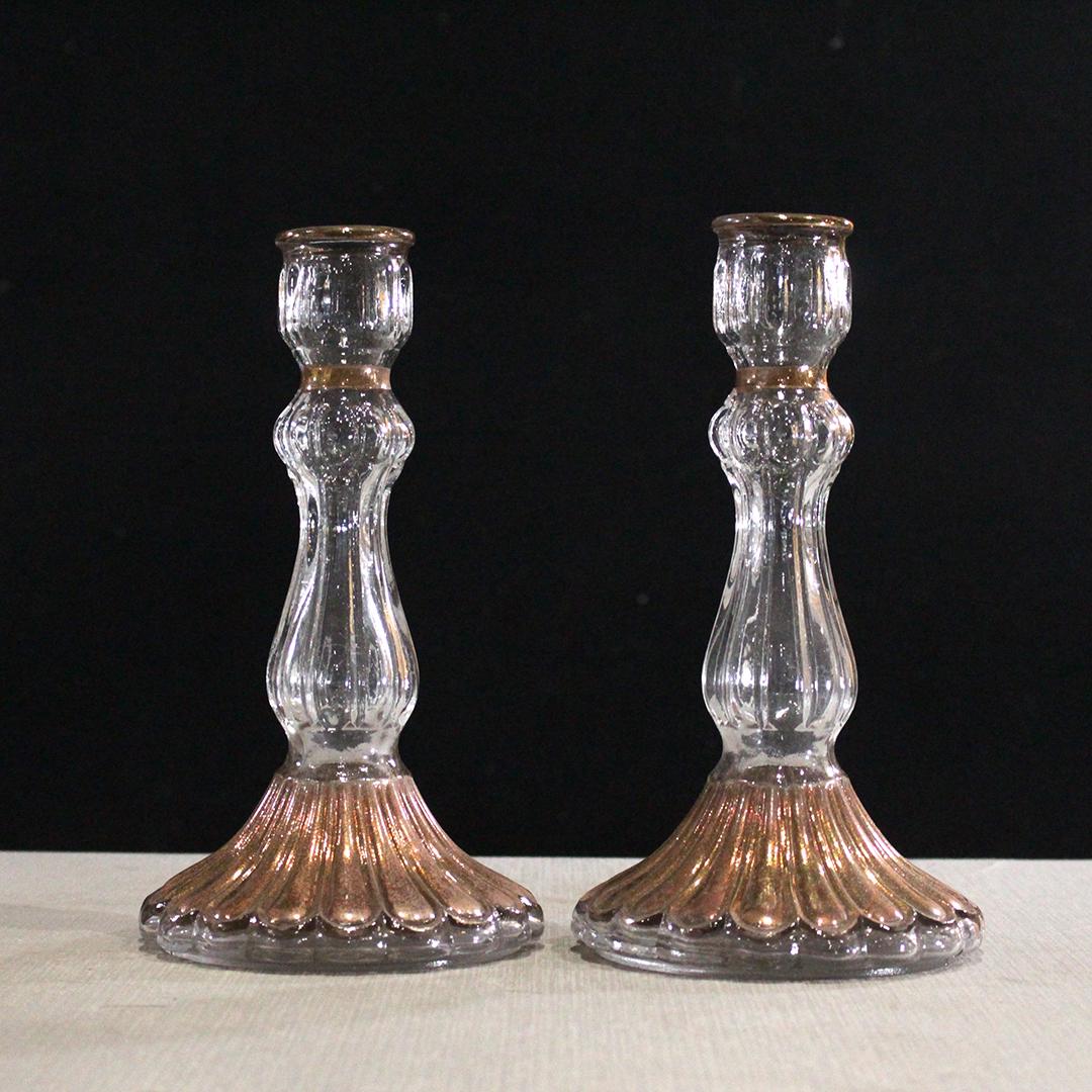 Pair Venetian Glass Candlesticks with Gold Dust (1 of 6)