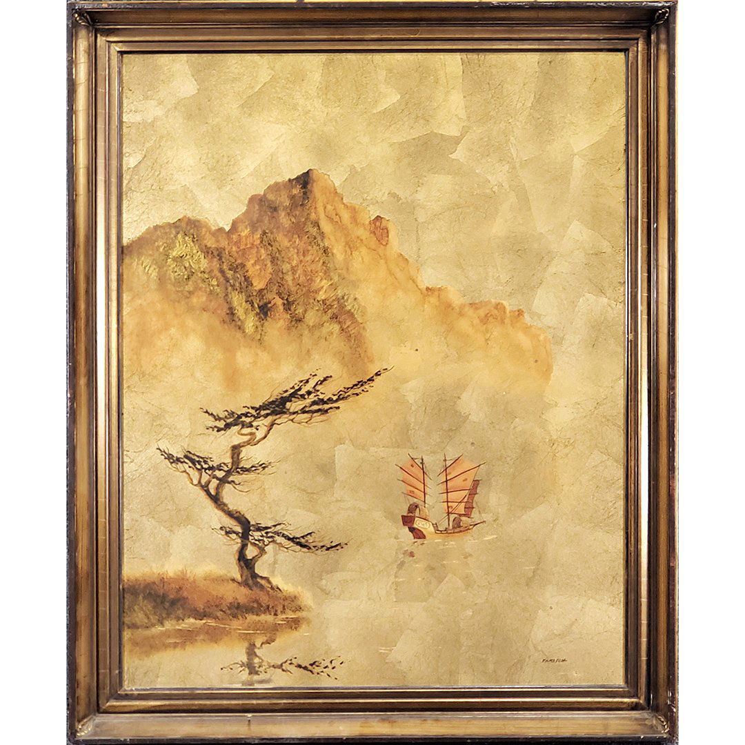 LES PARISCH, Gold Foil Gilded Asian Landscape w/ COA (1 of 9)