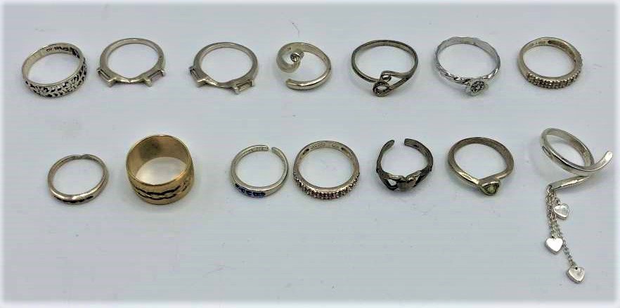 Fourteen [14] Assorted STERLING SILVER RINGS (1 of 4)
