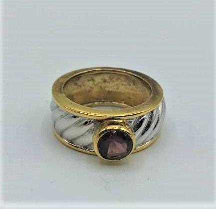 14 K GOLD and STERLING  Ring with RUBY STONE (1 of 5)