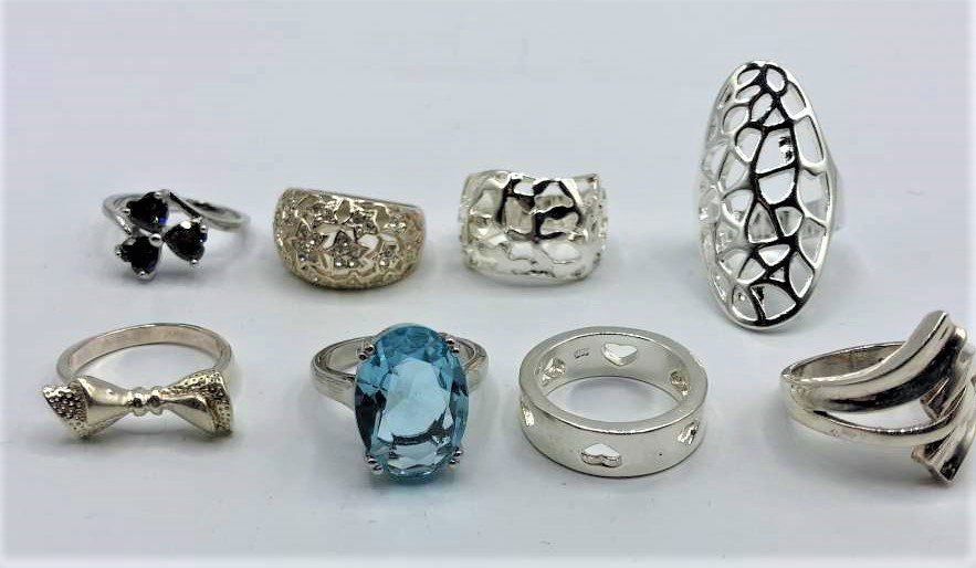 Eight [8] Assorted .925 STERLING SILVER Rings (1 of 4)