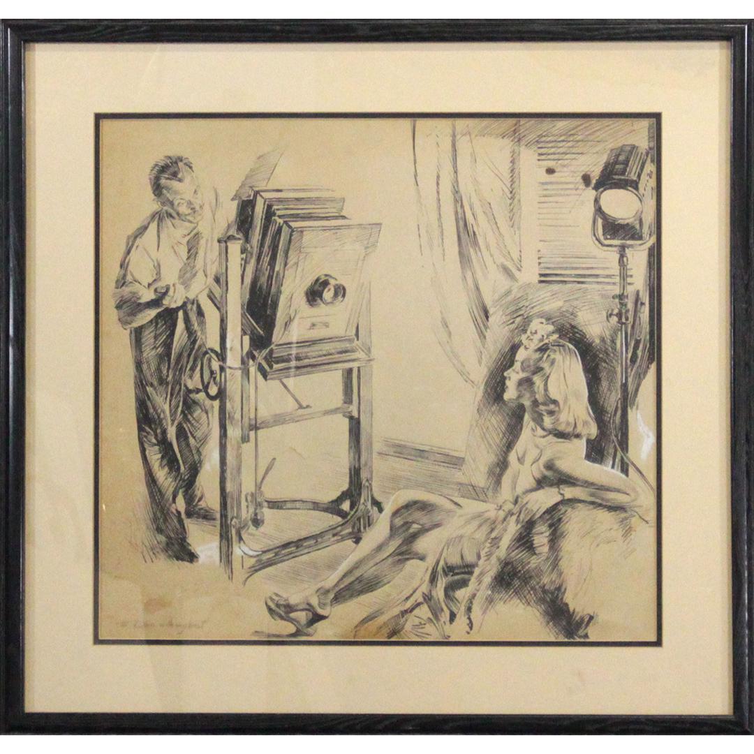 Original Illustration Art, Ink, Photographing a Model (1 of 7)