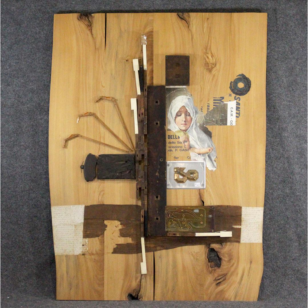 Assemblage Art Wall Hanging Artist Signed on Verso (1 of 9)