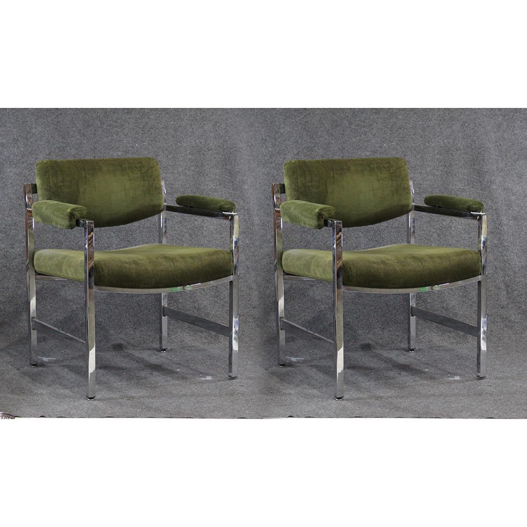 Two [2] Mid-Century Square Tubular Chrome Arm Chairs (1 of 6)