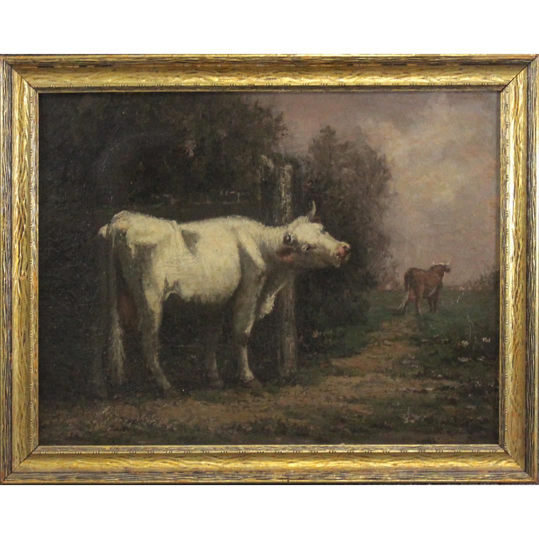 James Montgomery Flagg , 19th C. Oil/c Cows (1 of 10)