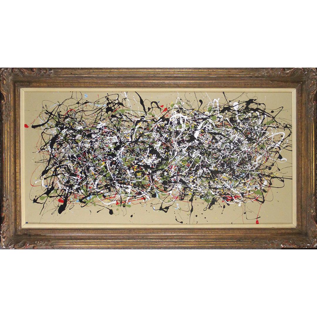 Jackson Pollock Style Mid-Century Mod Drip Art Painting (1 of 7)