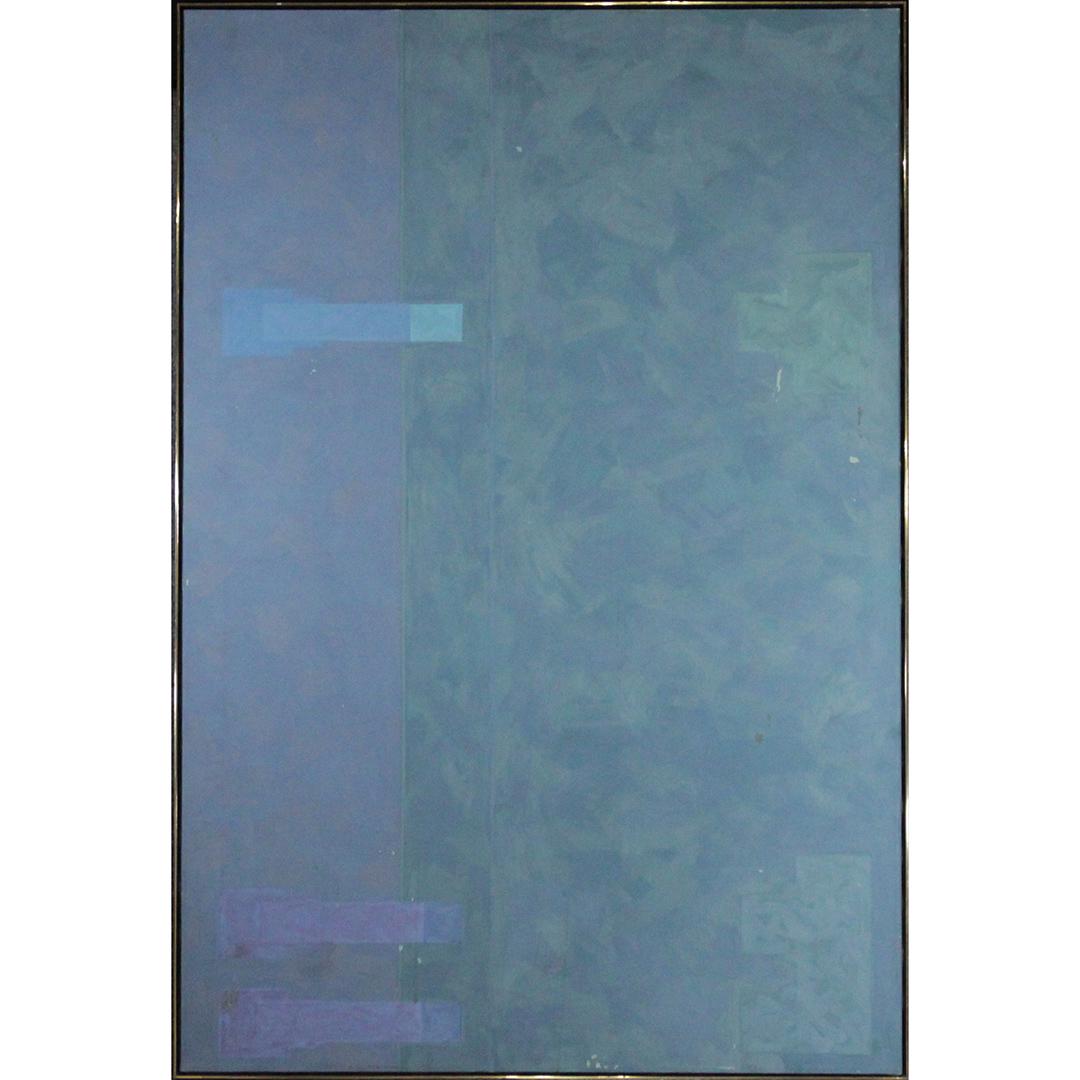 Important Large Mid-Century Modern Blue Abstract Oil (1 of 9)