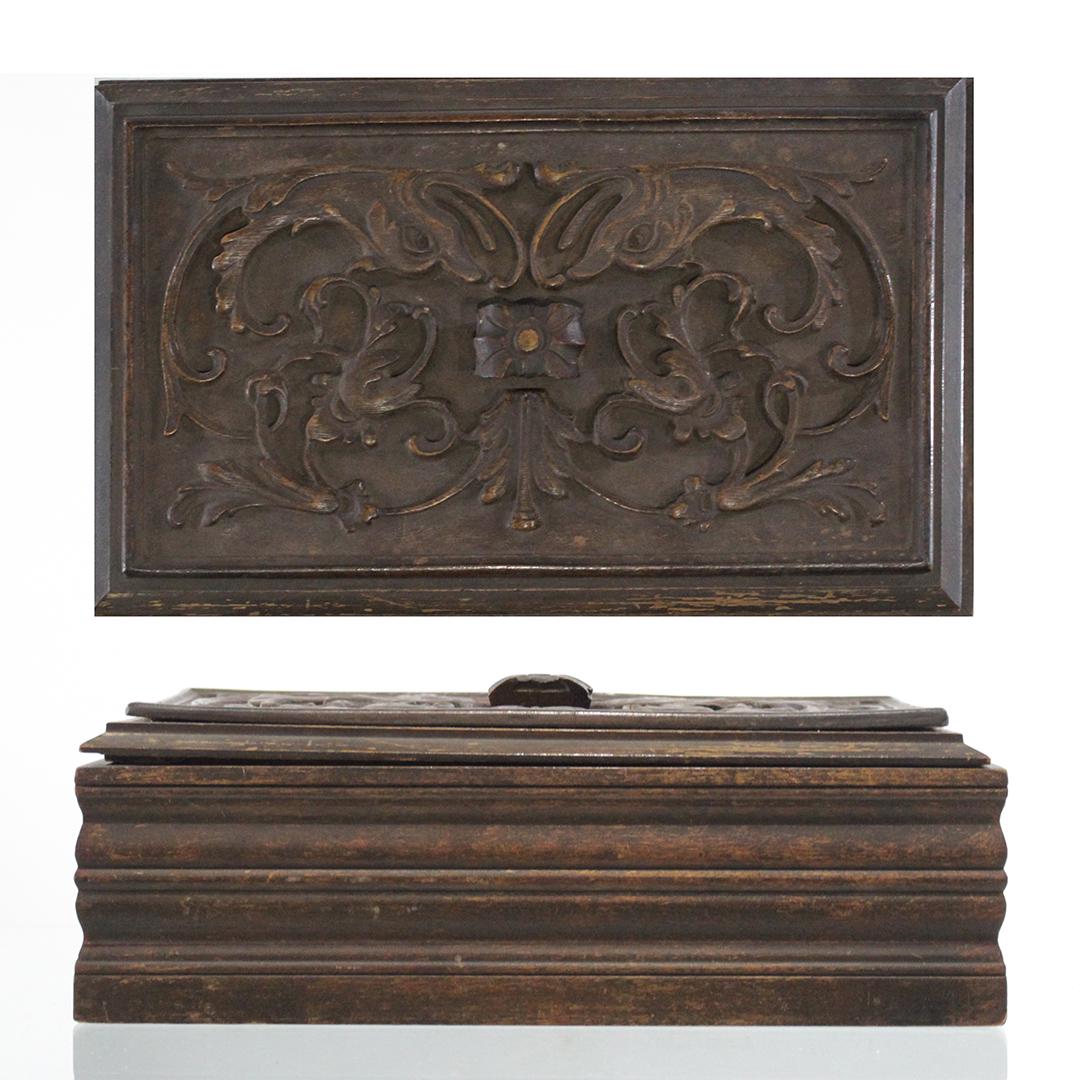 Carved Baroque Walnut Covered Document Box (1 of 7)