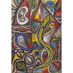 Richard Pousette-Dart (1916 - 1992) Colorful Abstract: Richard Pousette-Dart (1916 - 1992) Colorful Abstract Composition. Mixed Media Gouache Pastel, Signed, Unframed. Size: 16 x 11.25 inches. ASKArt: Richard Pousette-Dart (1916 - 1992)Richard Pousette-Da