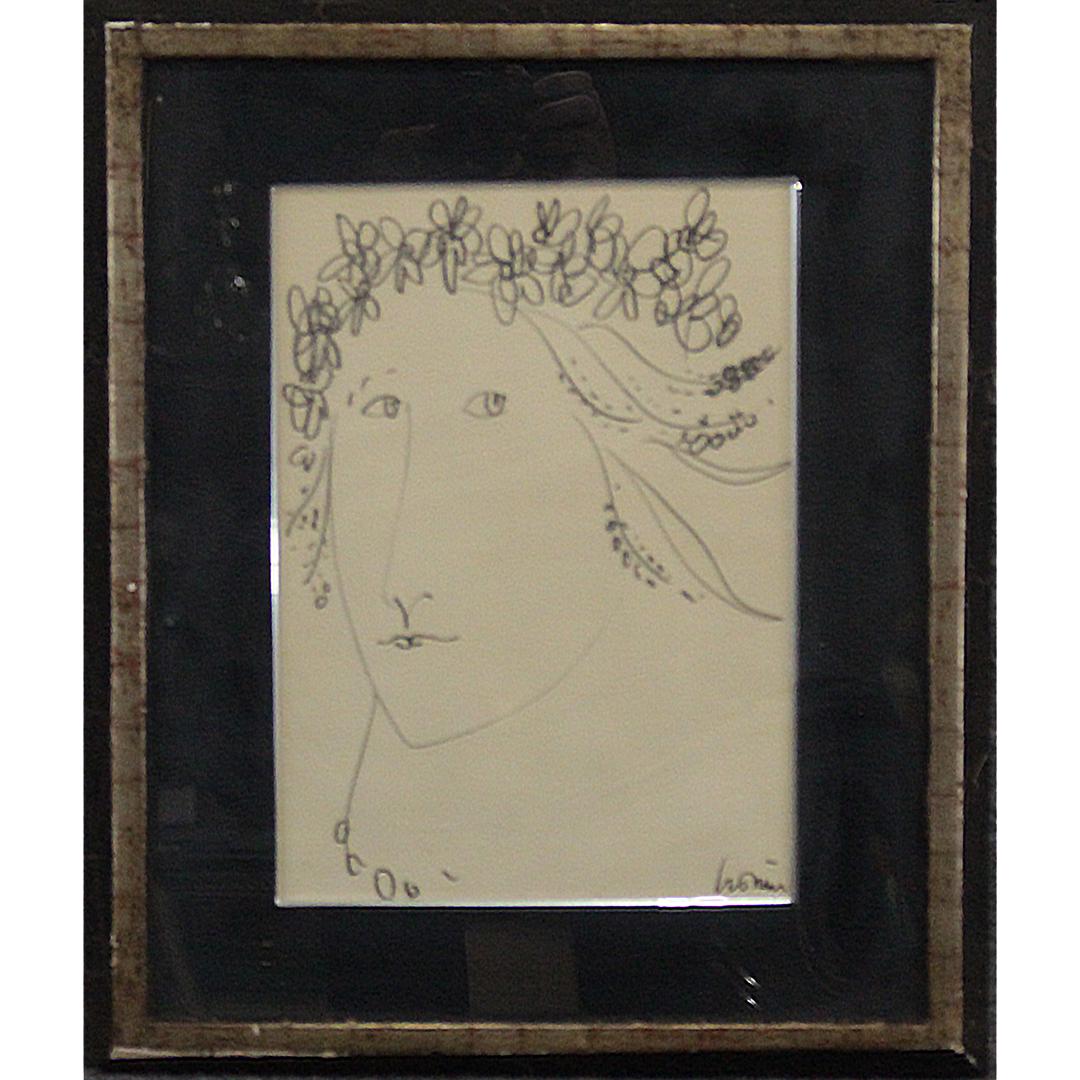 HOMER, Vintage Pencil Drawing Portrait Woman (1 of 6)