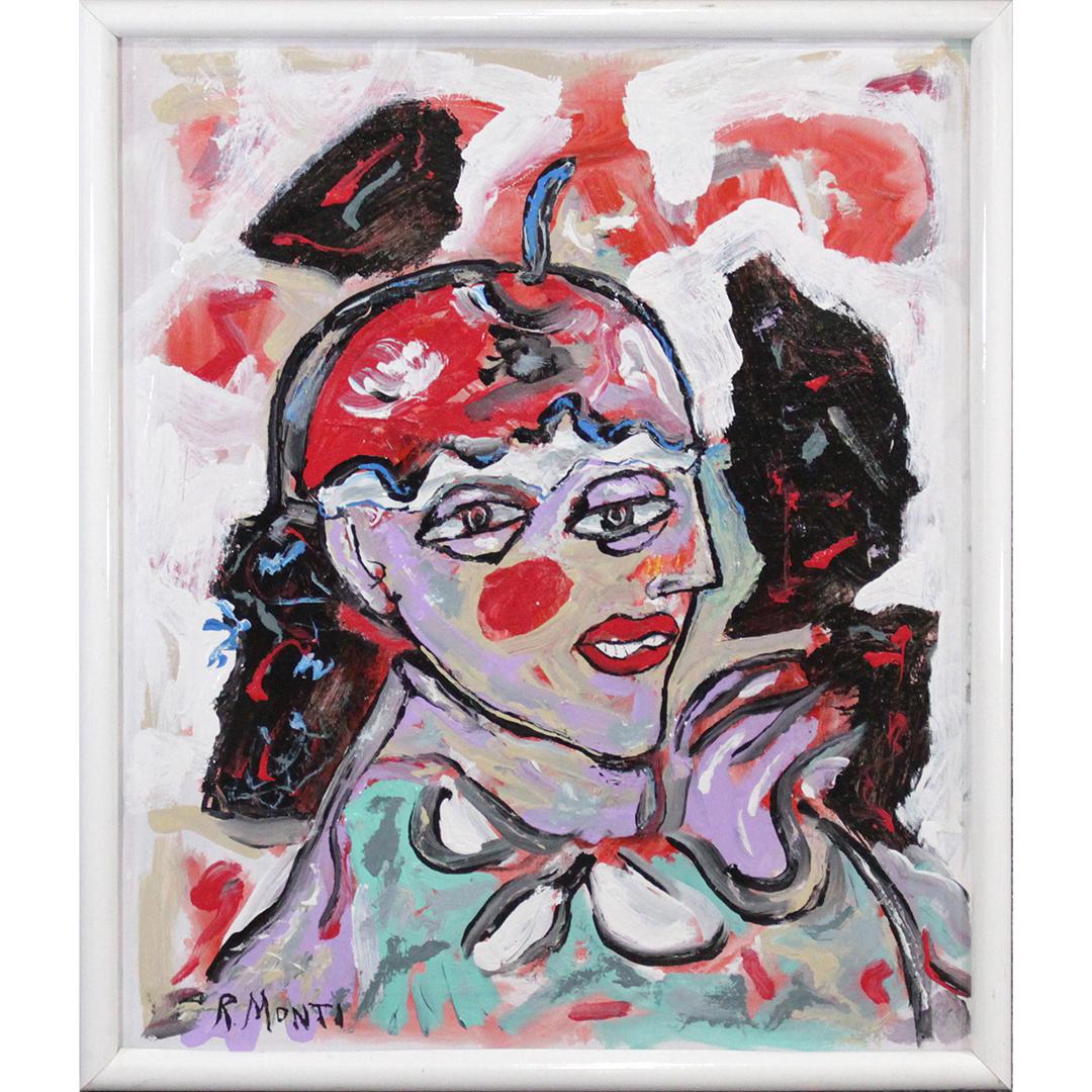 R. MONTI , Mid Century Oil/c Abstract Woman Portrait (1 of 6)