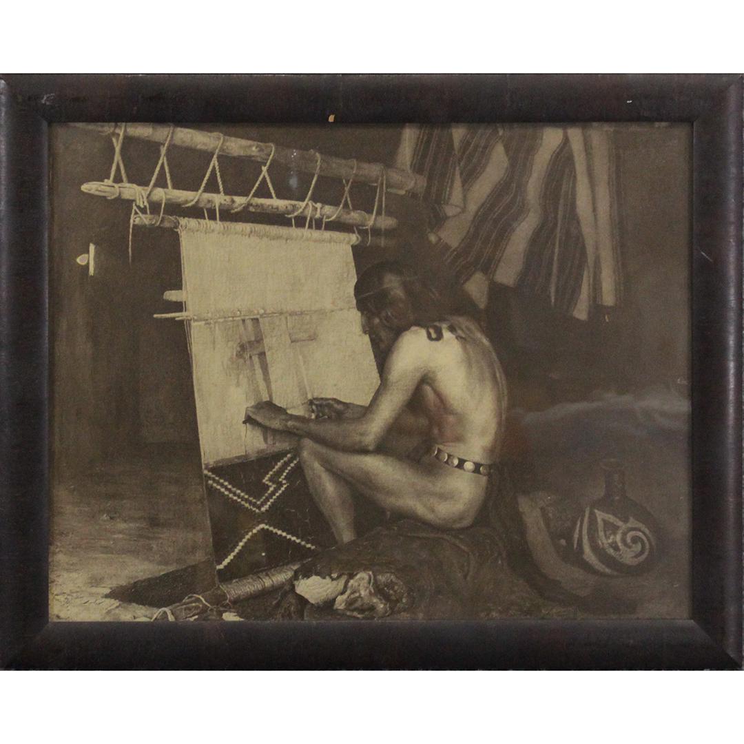 Vintage American Indian Print - Making Blanket on Loom (1 of 6)