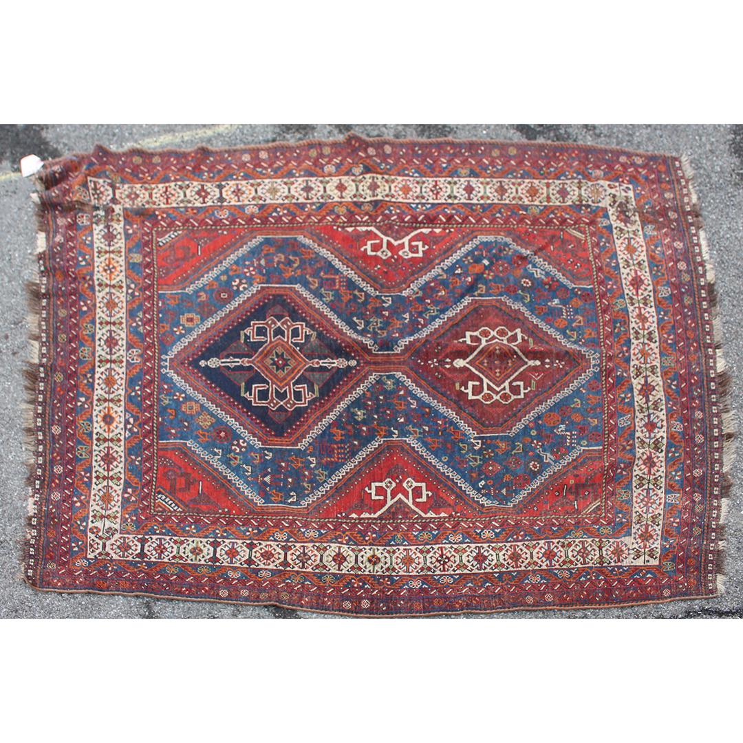 Antique Caucasian Double Medallion Hand Made Wool Rug (1 of 11)