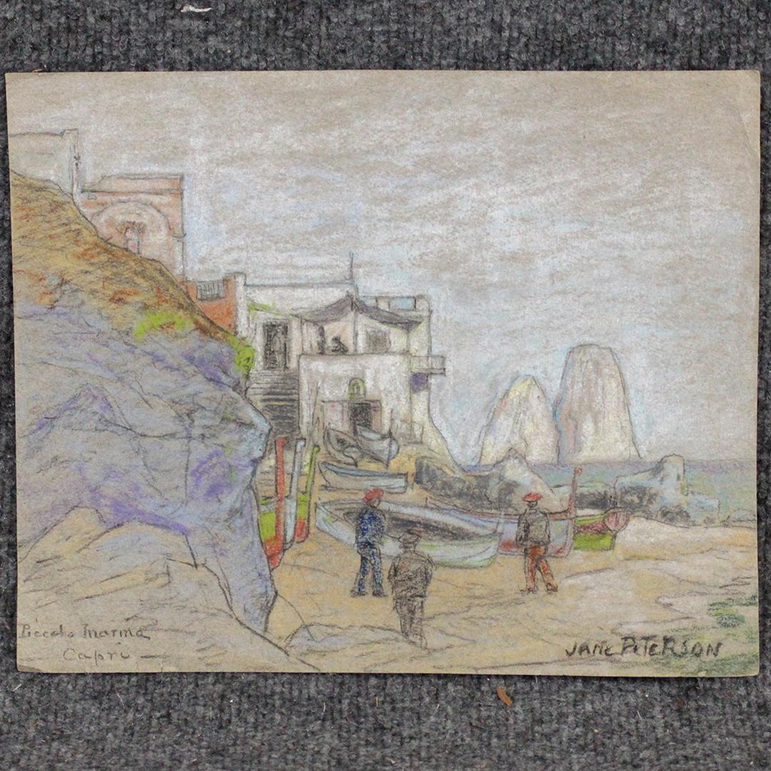 Jane Peterson Attributed, Colored Pencil Drawing Signed (1 of 7)