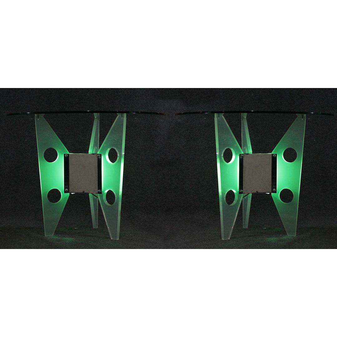 Pair Unique Modern Design Lucite Light Up End Stands (1 of 14)