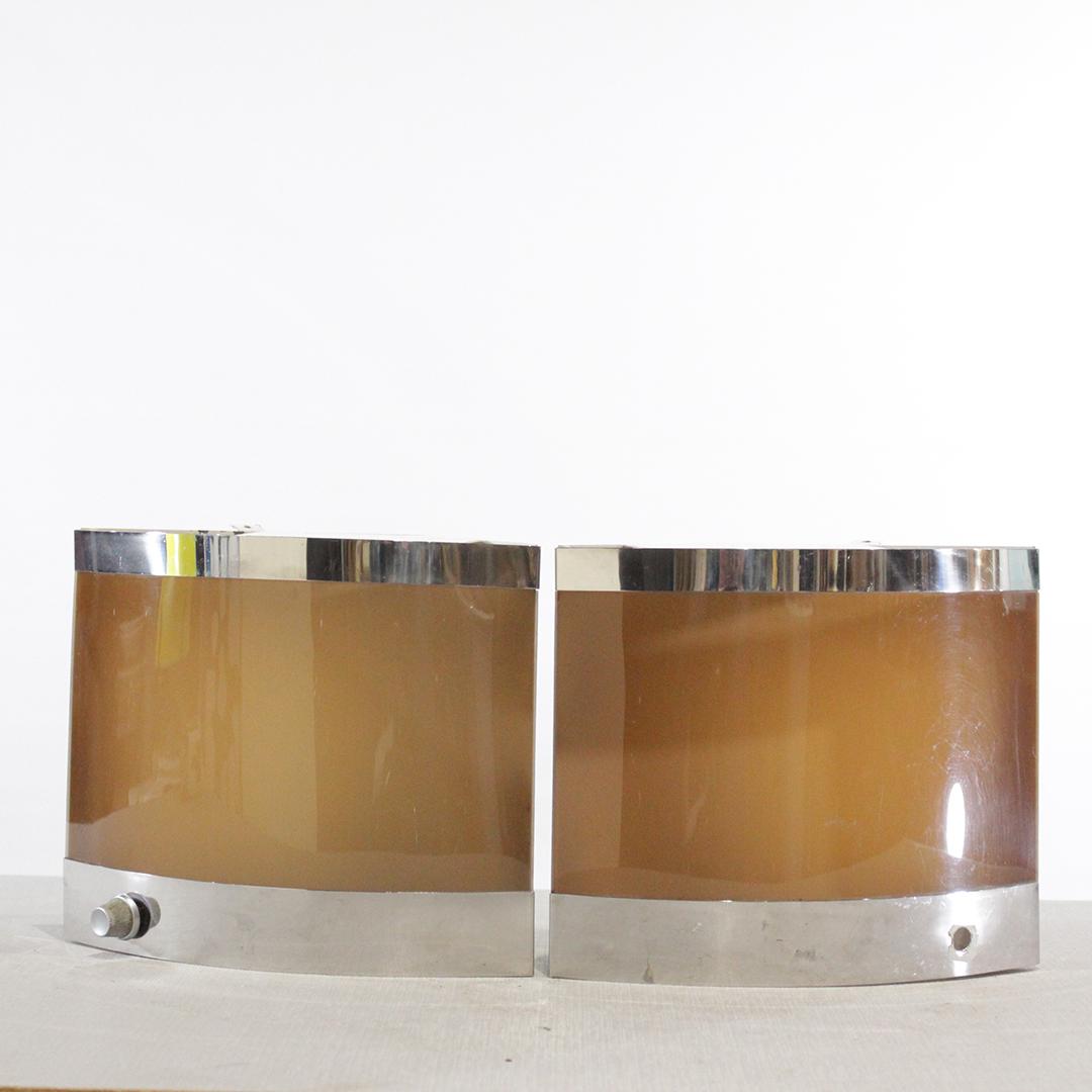 Pair Mid-Century Modern Chrome & Lucite Corner Sconces (1 of 7)