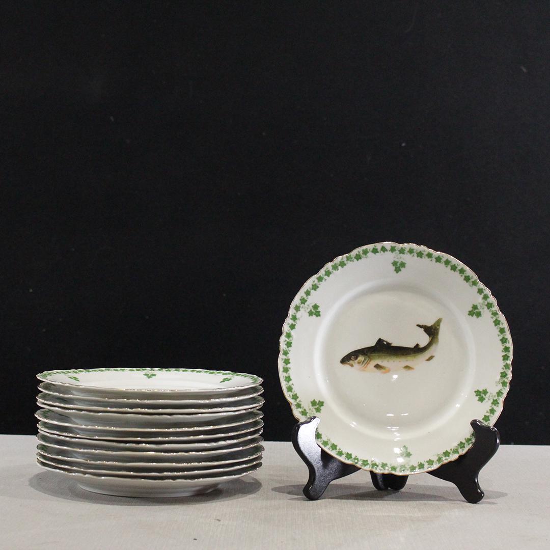 Twelve [12] Porcelain Fish Plates Carlsbad Austria (1 of 7)