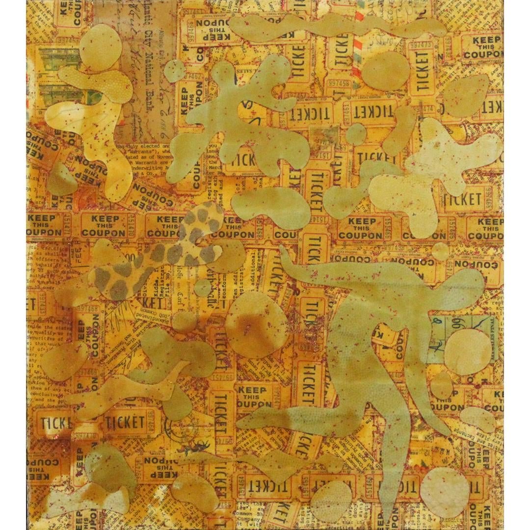 Wayne Cunningham, American Collage "Keep This Ticket": Wayne Cunningham, American Collage "Keep This Ticket"; collage with figures, Signed. Well listed American artist. Size: 15 x 16.75 inches. ASKart: Wayne Cunningham (20th Century)Wayne Cunningham was a