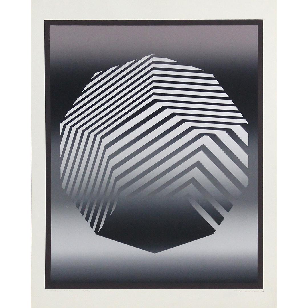TAD LIPSKI 1976, Off Set Lithograph, Op Art: TAD LIPSKI 1976, Off Set Lithograph, Op Art, Style of Victor Vasarely. Pencil Signed and Dated. Size: 28.5 x 22.5 inches