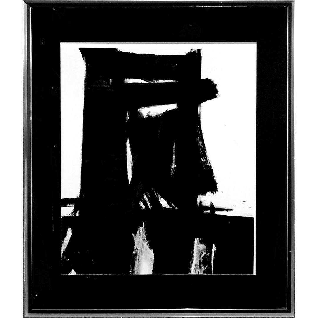 FRANZ KLINE , Framed Print, Black and White Abstract: FRANZ KLINE , Framed Print, Black and White Abstract. "Meryon." licensed to/issued by "Turner wall accessory." heavy aluminum frame. Size: 27 x 22.5 inches image, 37 x 31 inches outside frame