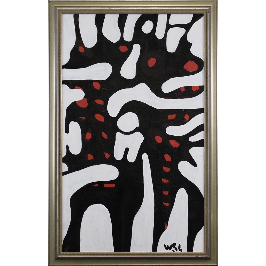Wayne Cunningham, American, Modernism Abstract Painting: Wayne Cunningham, American, Modernism Abstract Painting. Acrylic on paper painting, Signed, Framed. Well listed American Artist. Size: 35.5 x 21.5 inches image, 39.5 x 25 inches outside frame. ASKart: