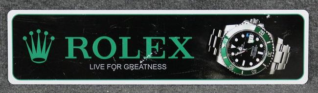 Rolex Watches Advertising Tin Sign: Rolex Watches Advertising Tin Sign, Size: 6 x 24 inches