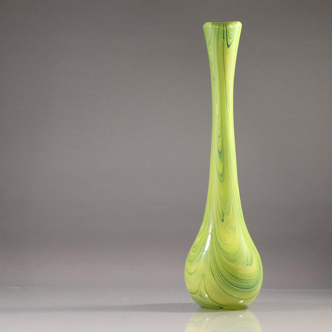 Czech Art Glass Swirl Slender Tall Vase Mid-Century: Czech Art Glass Swirl Slender Tall Vase Mid-Century. Size: 16h inches