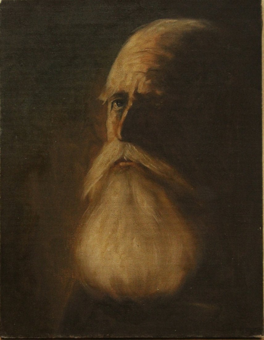 Antique Painting bearded philosopher / scholar: Antique Painting bearded philosopher / scholar , portrait of a male, man, Size: 12 x 16 beard, old man, portrait, dark