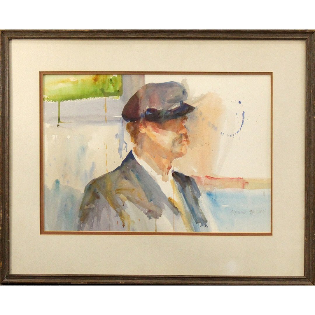 Caroline Mangan, Cape May NJ Artist W/C Sea Captain: Caroline Mangan, Cape May NJ Artist W/C Sea Captain. Watercolor painting, signed, framed. Size: 26 x 21 outside of frame