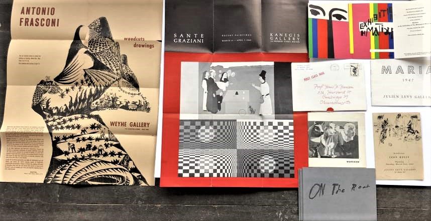 Eight [8] Assorted Vintage Gallery Exhibition Mailers: Eight [8] Assorted Vintage Gallery Exhibition Mailers. Consisting of 2 Sante Graziani 1965; Henri Matisse 1978 Exhibition Museum of Modern Art; Maria 1947 Sculpture Julien Levy Gallery; Howard Warshaw