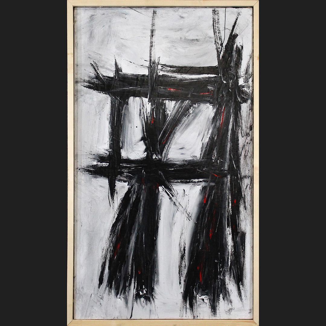 Franz Kline attributed Mid Century Modern Abstract Oil: Franz Kline attributed Mid Century Modern Abstract Oil on canvas painting. Unsigned. Good quality, strong image. framed. Size: 42 x 24 , 53 3/4 x 25 3/4