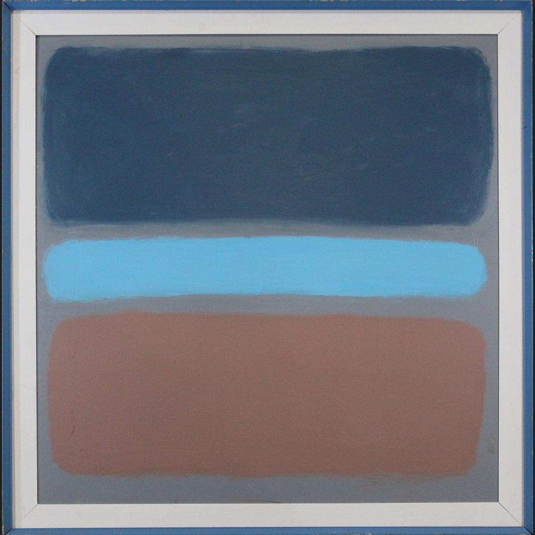 Mark Rothko , Style Of, OIL/B, ABSTRACT 4-COLORS: Mark Rothko , Style Of, OIL/B, ABSTRACT 4-COLORS. Oil on board painting, framed. Unsigned, Nice quality. Size: 36 x 35 inches image, 40.5 x 39.75 inches outside frame