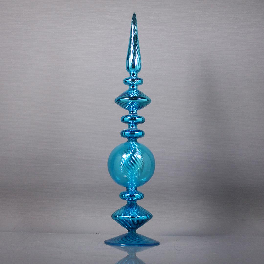 Iridescent Teal Blue Art Glass Garniture Sculpture: Iridescent Teal Blue Art Glass Garniture Sculpture, Mid-Century Modern. Size: 17 x 4 All descriptions and titles are visual opinions based on the Auction houseÂ’s experience and do not warrant as a