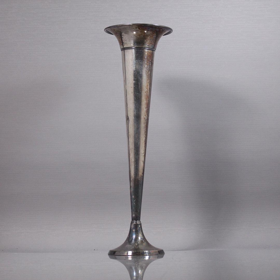 Pairpoint Sheffield Silver Plate Trumpet Vase: Pairpoint Sheffield Silver Plate Trumpet Vase. Size: 14 x 4 1/2