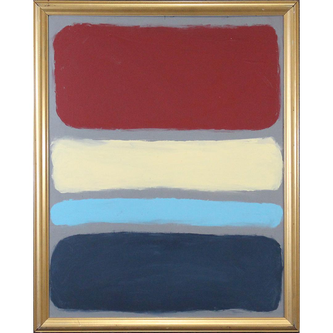 Mark Rothko , Style Of, OIL/C, Abstract in 5 colors: Mark Rothko , Style Of, OIL/C, Abstract in 5 colors. Unsigned, Oil on board, framed. Size: 36x28, 39x31 outside frame