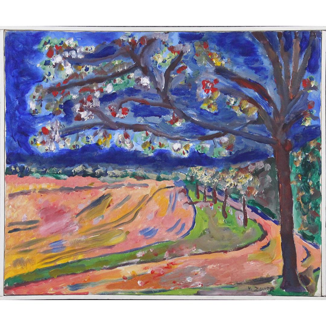 Herman Zuker Son of Jehudith Sobel Acrylic on Canvas: Herman Zuker Son of Jehudith Sobel Acrylic on Canvas. b. 1959 accomplished Polish / American Artist, Fauvist Landscape painting. Signed, framed. Size: 20x24, 20.75x24.75