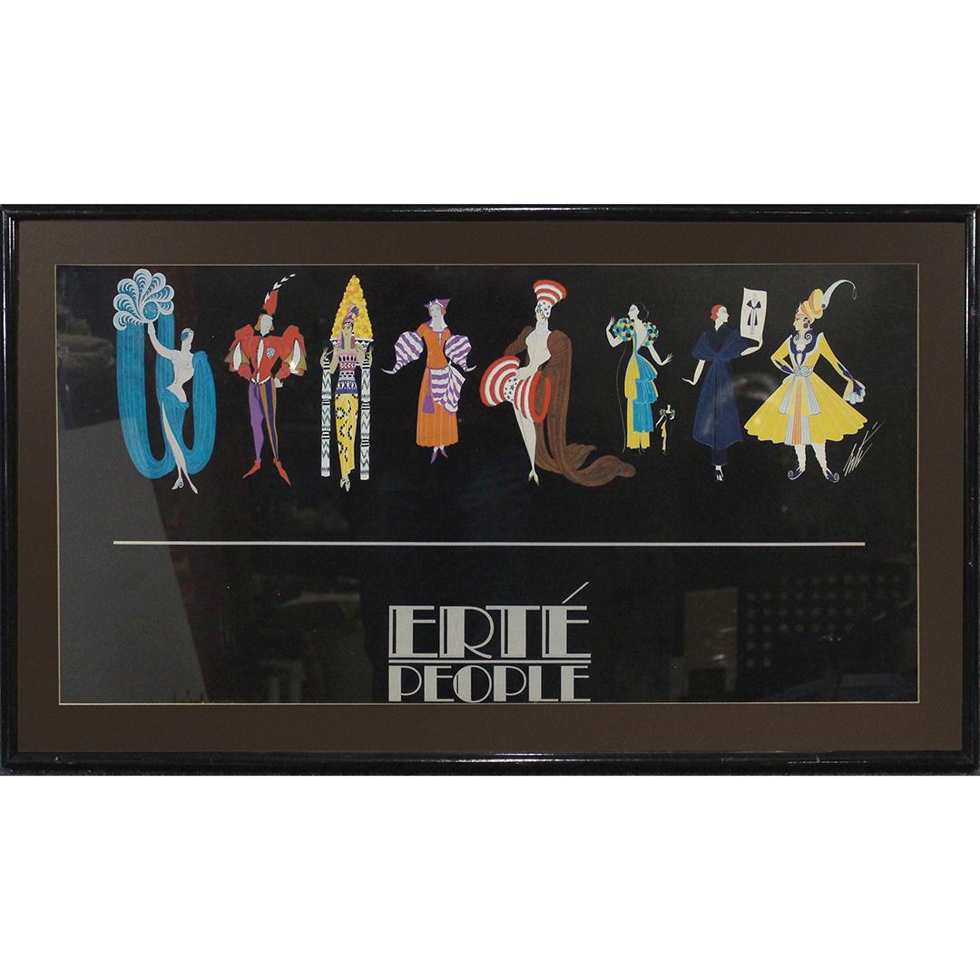 Poster: Erte People - Original Framing: Poster: Erte People - Original Framing. Clean. Size: 17.5 x 34 inches image, 22.5 x 39 inches outside frame