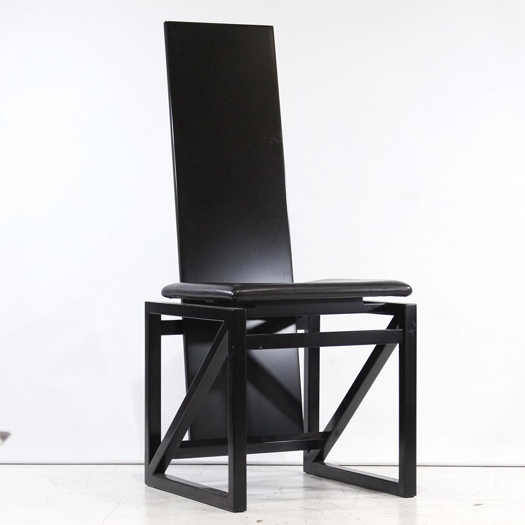 Modern Design Black High Back Chair F L W Influenced: Modern Design Black High Back Chair Frank Lloyd Wright Influenced. Size: 42 in. height, 17.5 in. wide