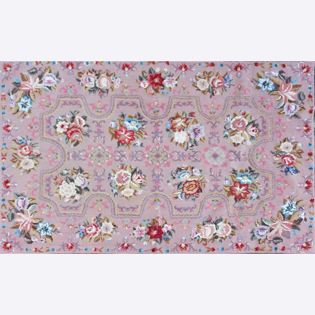 French Aubusson Style Floral Needlepoint Tapestry / Rug: French Aubusson Style Floral Needlepoint Tapestry / Rug. Clean. Size: 46 in. x 70 in.