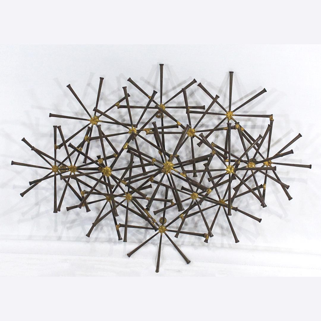 Quality Mid-Century Modern Welded Iron Wall Sculpture: Quality Mid-Century Modern Welded Iron Wall Sculpture. Size: 20.5 in. x 29 in.