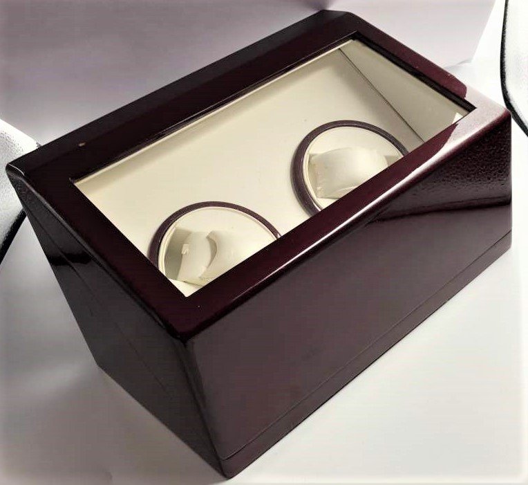 Cherry Mahogany Watch Store Display Rotates 2 Watches (1 of 4)