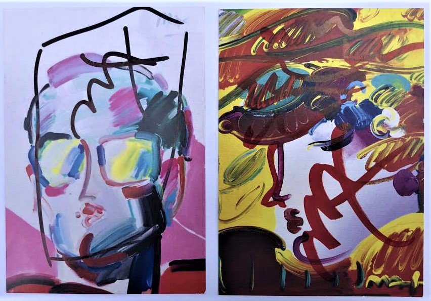 Two [2] Peter Max Autographed & Doodled Post Cards (1 of 5)
