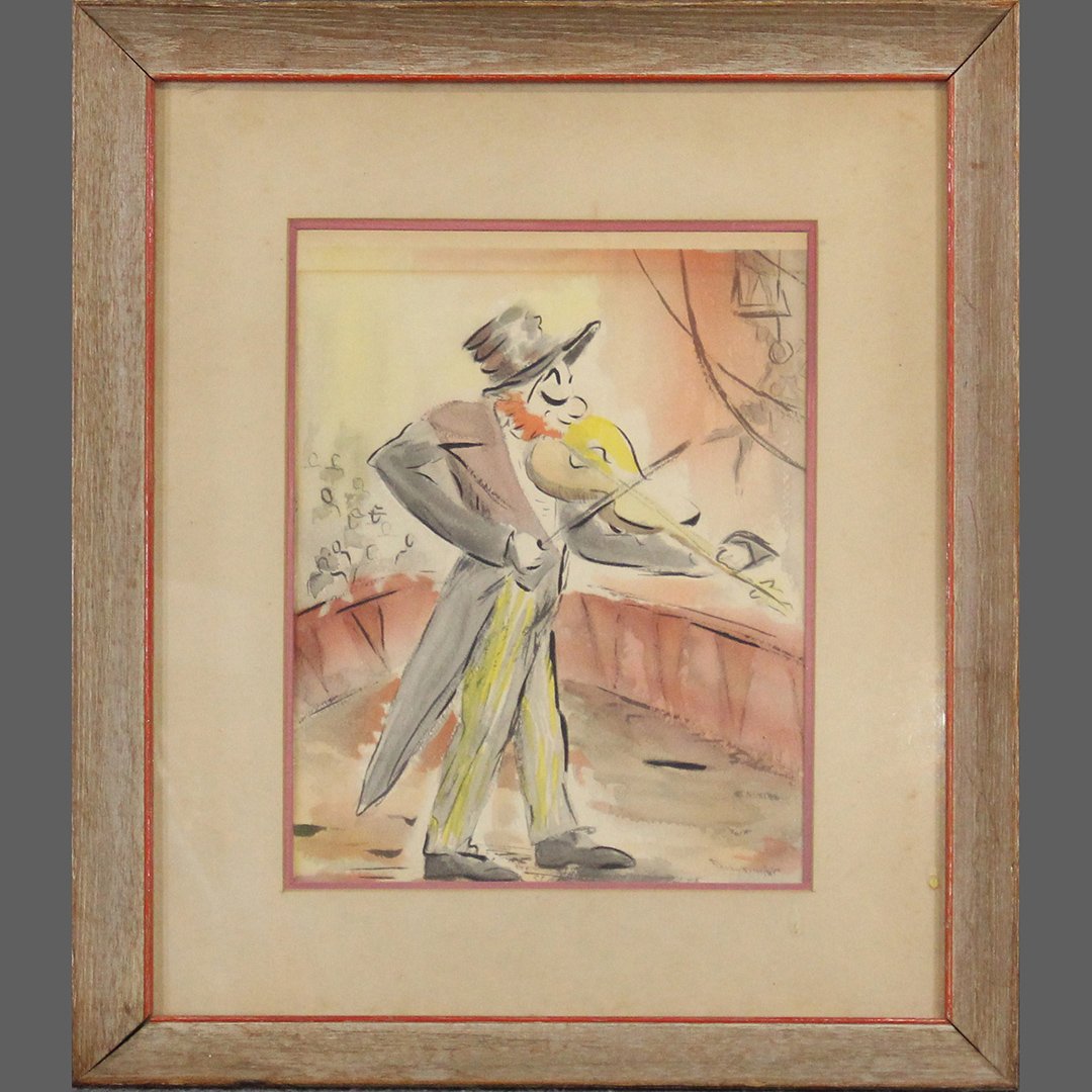 Jewish Man Playing Violin, Lithograph, Original Framing (1 of 6)