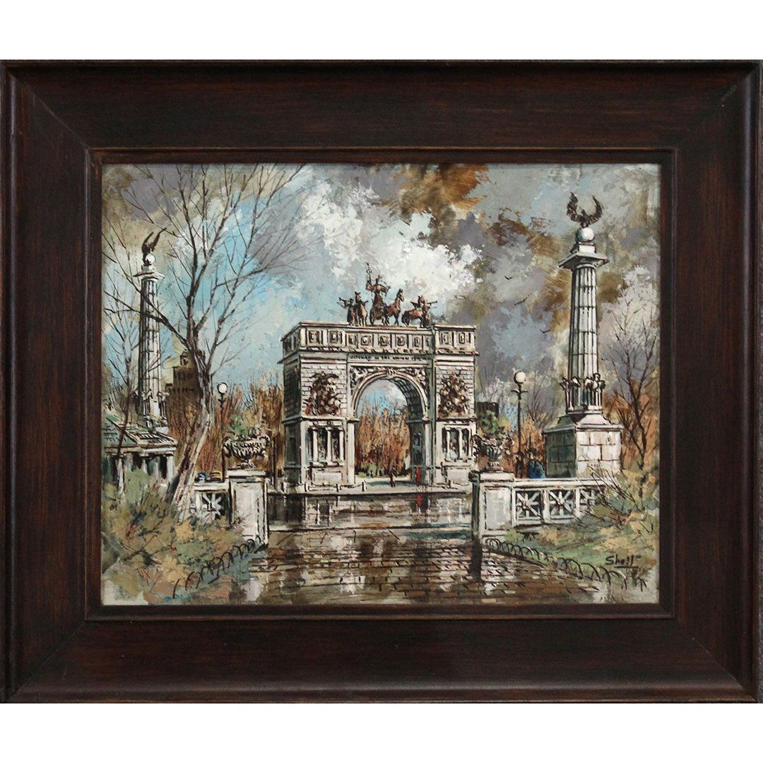 Shell, Oil on Board Painting Memorial Arch Brooklyn NY (1 of 8)