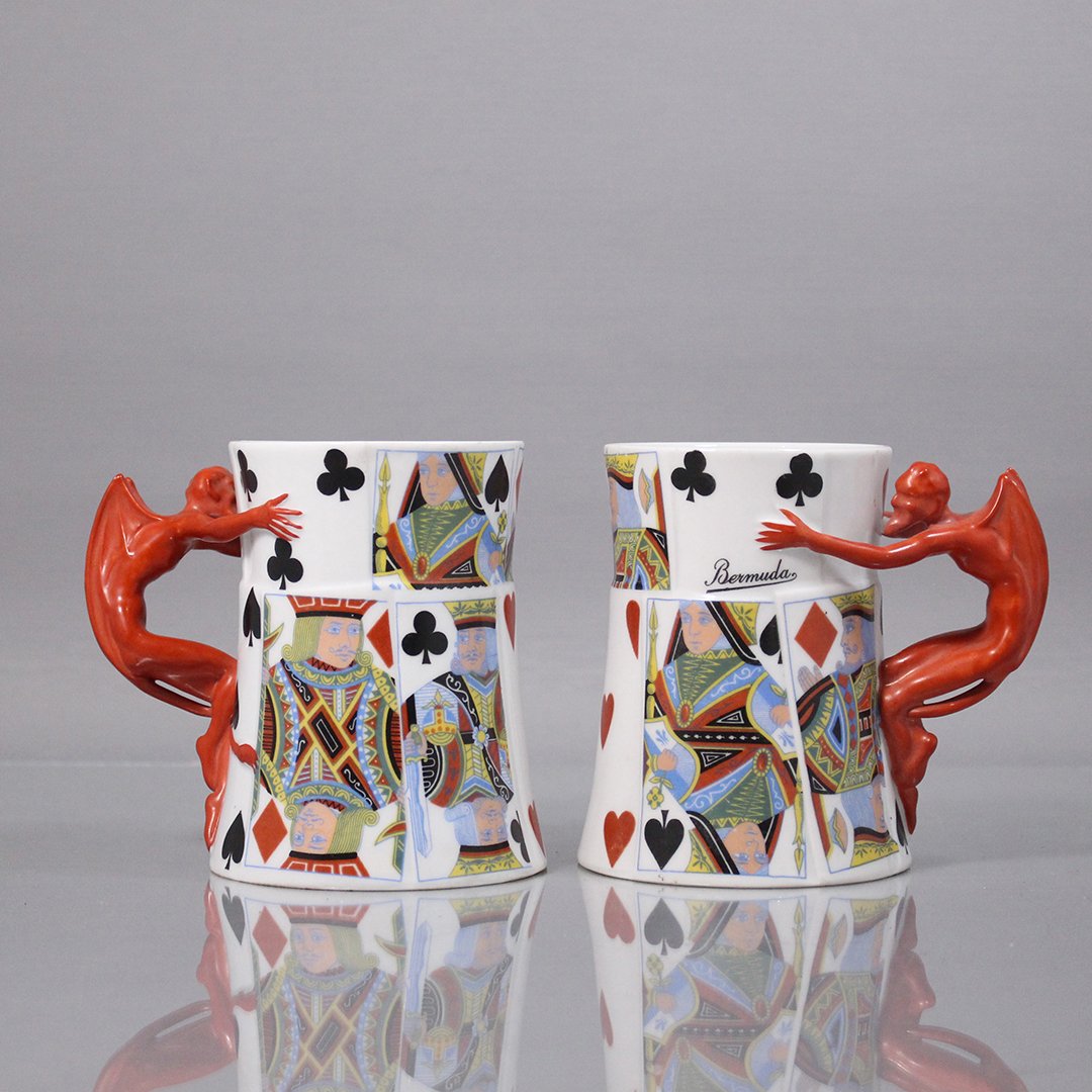[2] Royal Bayreuth Bavaria Devil Playing Cards Mugs (1 of 9)