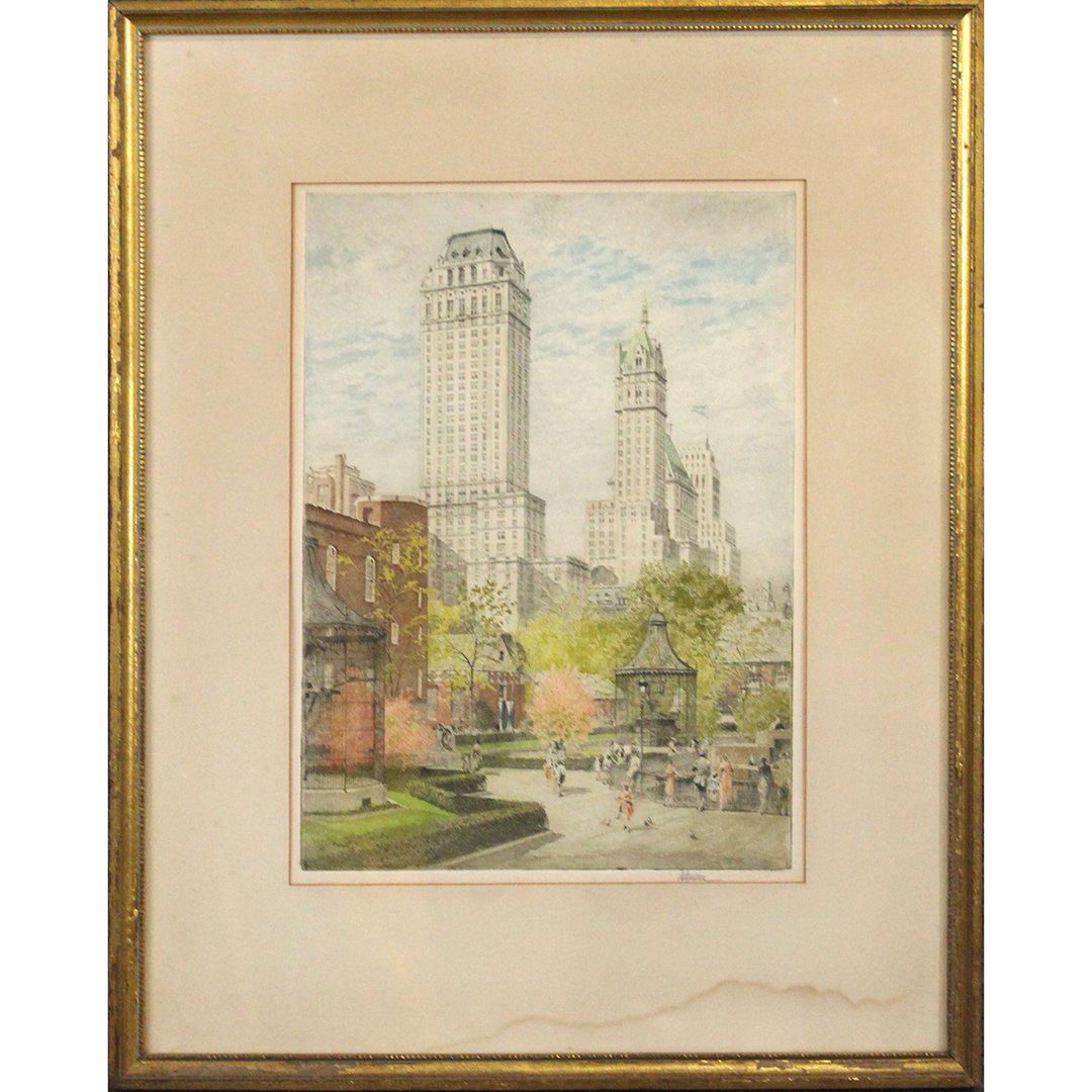 Karl Dehmann 1886-1975, Aquatint, Central Park New York (1 of 9)
