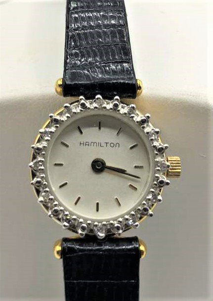 Hamilton 10 K Gold Filled Ladies Wristwatch Diamonds (1 of 5)