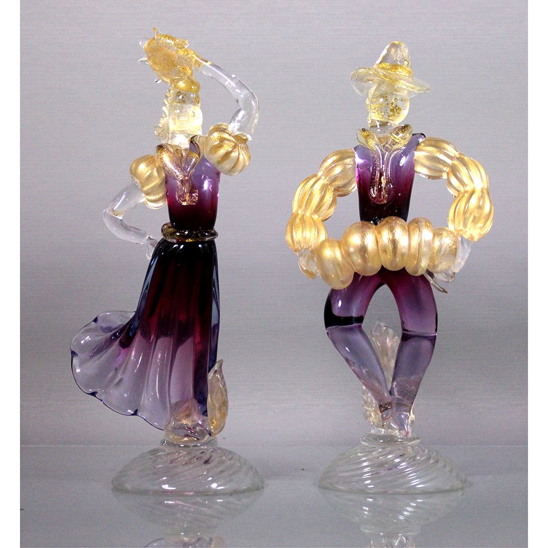 [2] Murano Venetian Art Glass Dancer Figures Gold Dust (1 of 11)