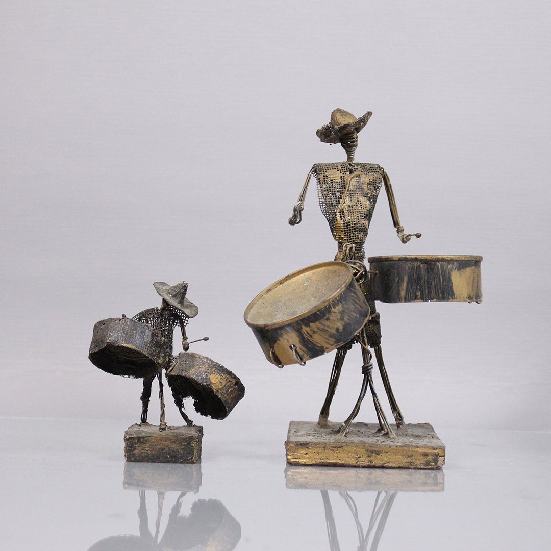 [2] Mid-Century Brutalist Wire Sculpture  Drummers (1 of 10)